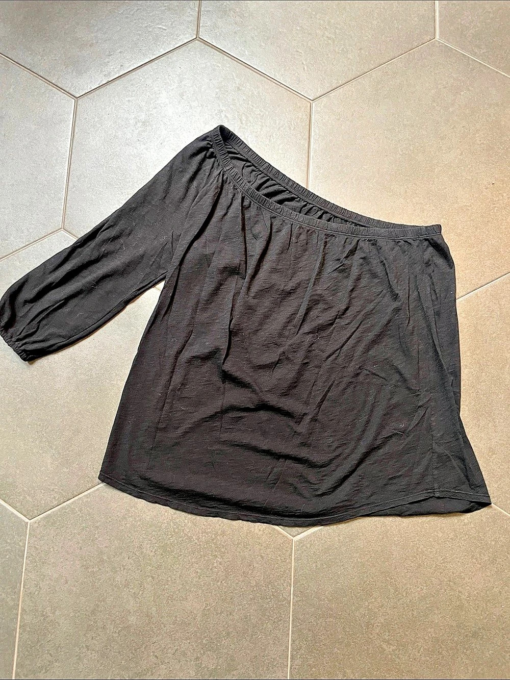 Velvet by Graham & Spencer Vintage Slub Black Blouse L